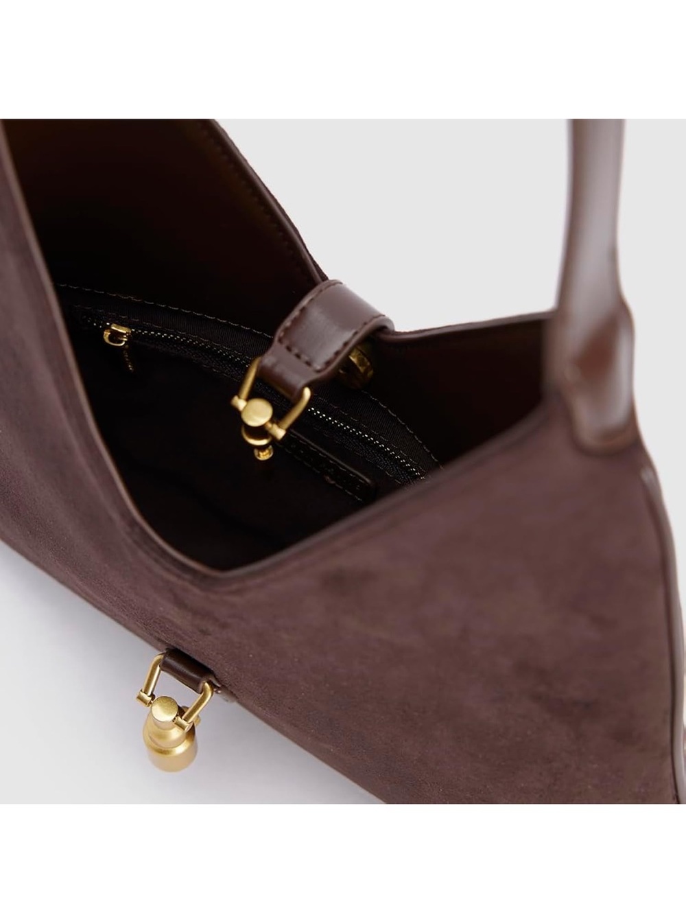 Urban Revivo Dark Brown Suede Shoulder Bag - Picture 5 of 10